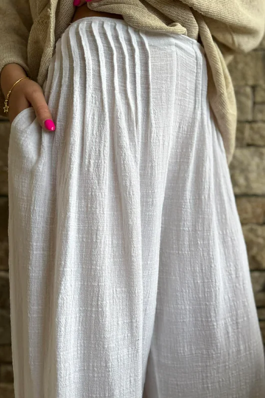 Loom & Thread Pin Tuck Pant White /41=